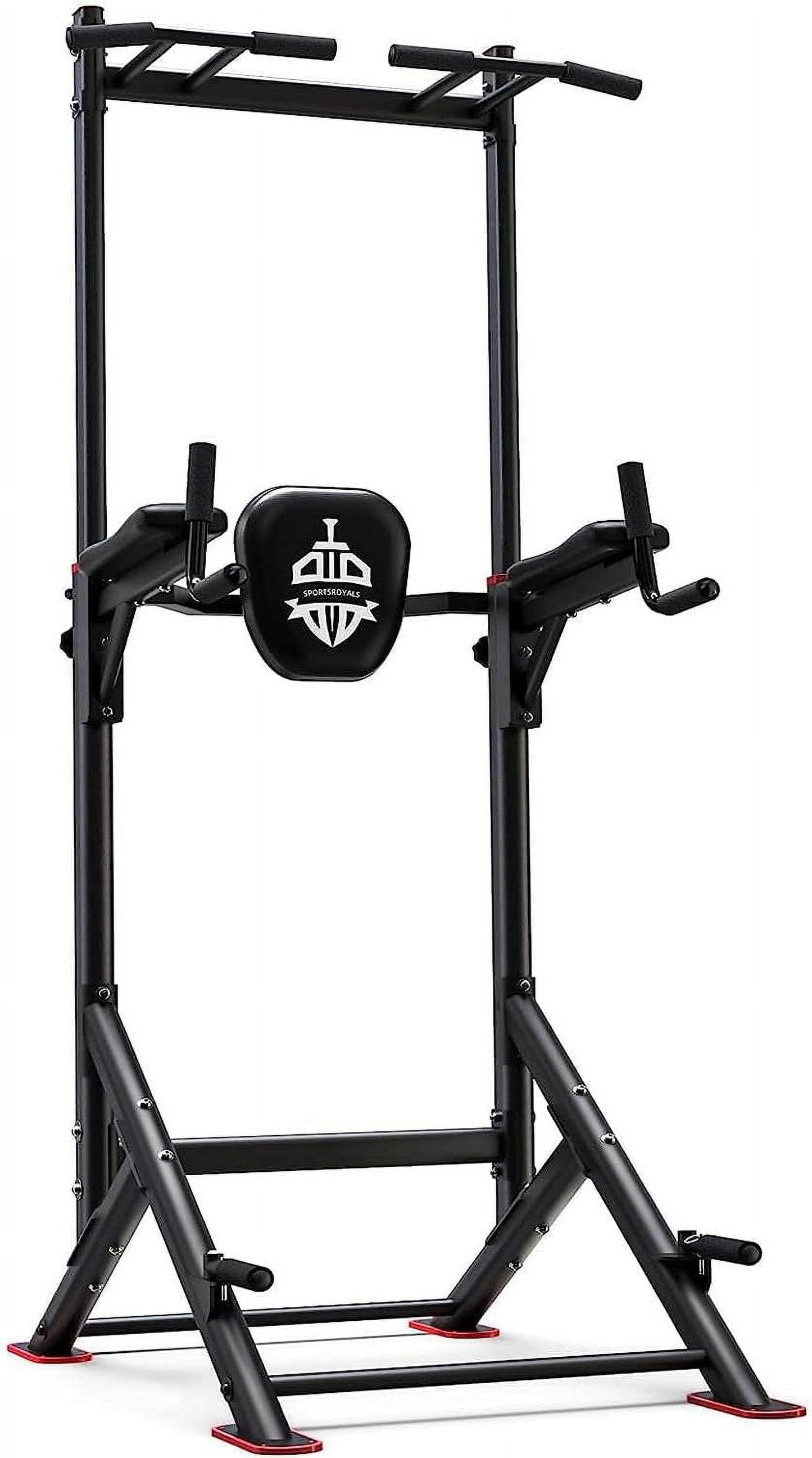Sportsroyals Adjustable Power Tower 400lbs Max Weight Dip Station Pull up Bar Power Rack Push up Resistance Band for Home Gym Strength Training Workout Equipment