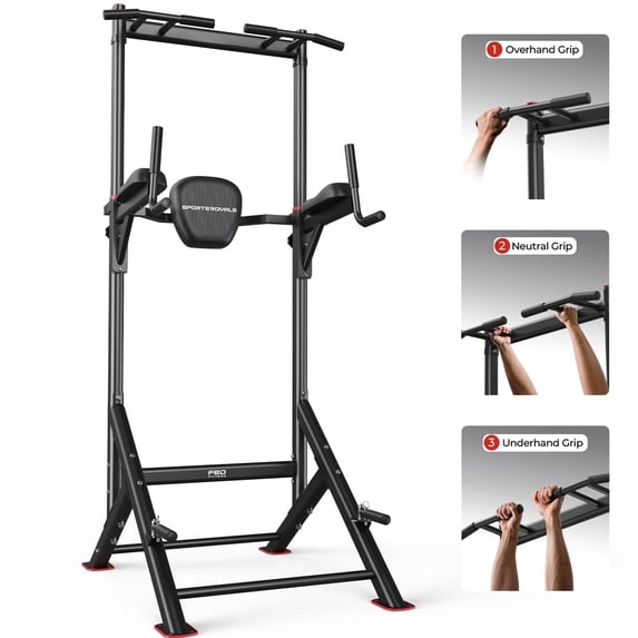 Fed Fitness Sportsroyals Power Tower Pull Up Bar Station, 450LBS Stable Pull Up Dip Station for Home Gym