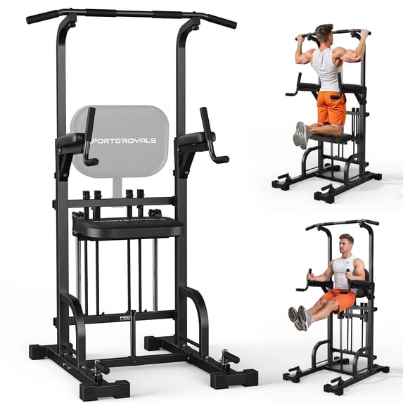 Fed Fitness Sportsroyals Power Tower Pull Up Bar Station, 450LBS Stable Pull Up Dip Station for Home Gym