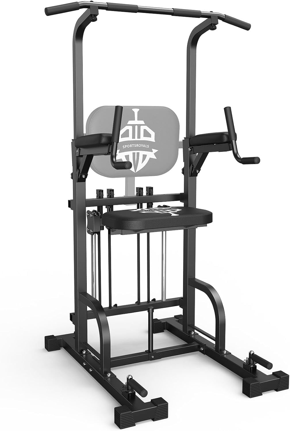 Sportsroyals Adjustable Power Tower 400lbs Max Weight Dip Station Pull up Bar Power Rack Push up Resistance Band for Home Gym Strength Training Workout Equipment