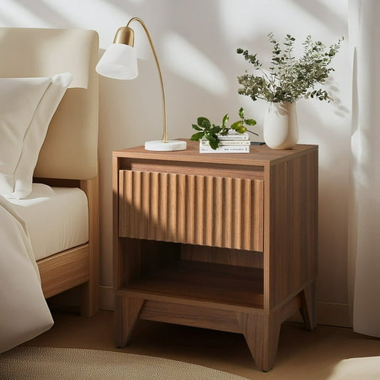 UPGO 1 - Drawer Nightstand With Charging Station, Versatile Side Table With Storage