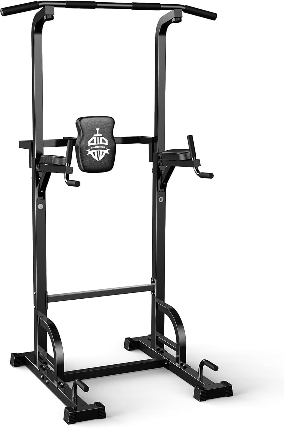 Sportsroyals Adjustable Power Tower 400lbs Max Weight Dip Station Pull up Bar Power Rack Push up Resistance Band for Home Gym Strength Training Workout Equipment