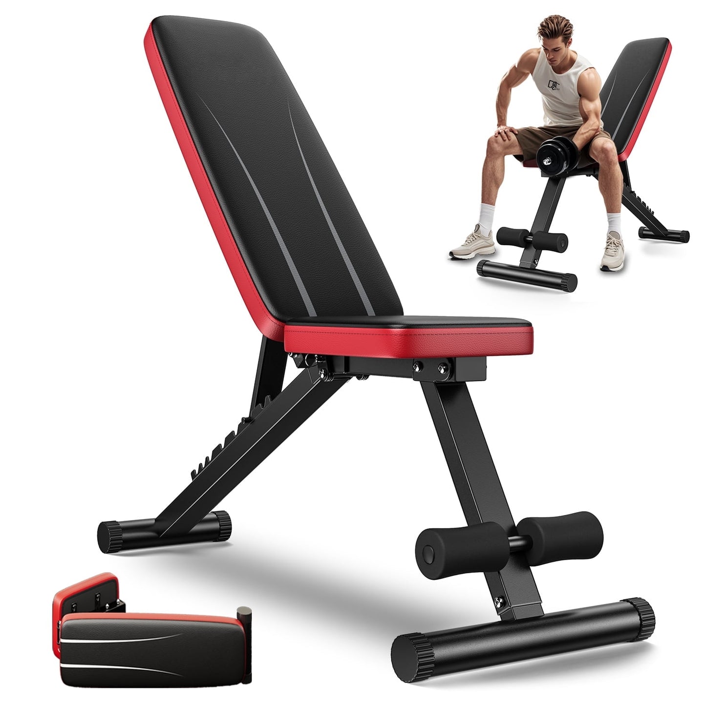 Sportsroyals Adjustable Weight Bench for Home Gym, Foldable Workout Bench with 8 Backrests and 660LBS Weight Capacity