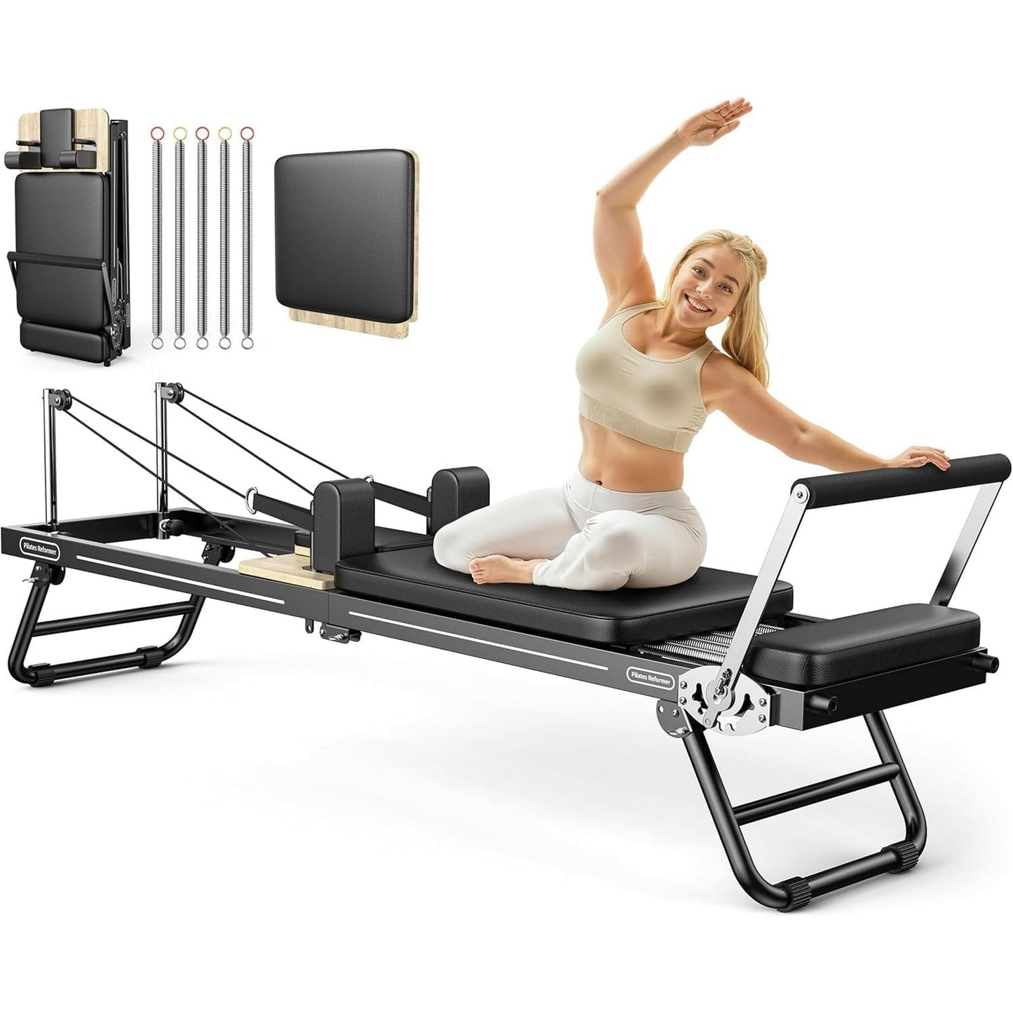 UPGO Foldable Pilates Reformer, Pilates Machine & Equipment for Home use, Pilates Exercise Equipment with Jump Board