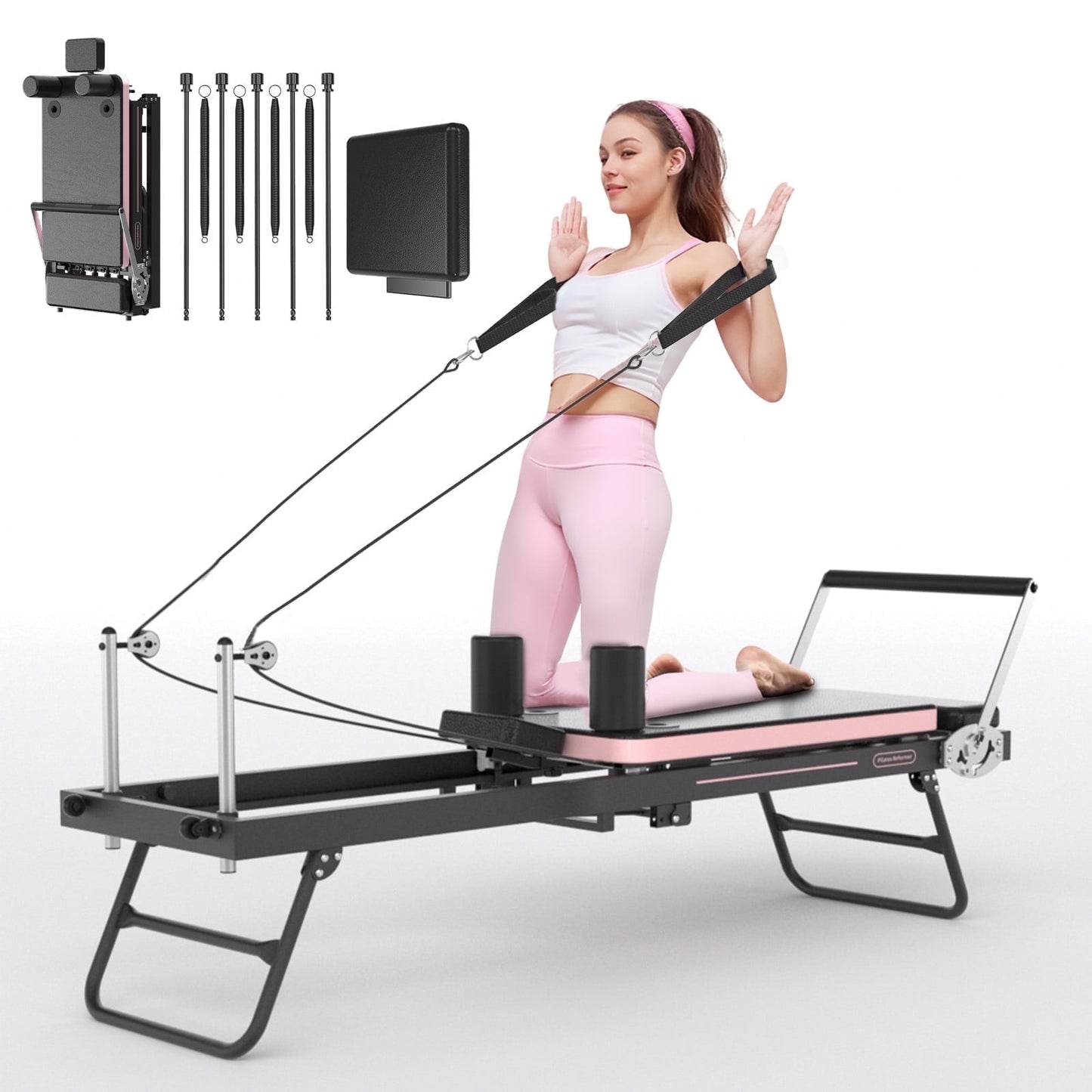 UPGO Foldable Pilates Reformer, Pilates Machine & Equipment for Home use, Pilates Exercise Equipment with Jump Board