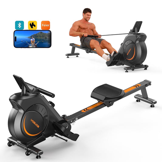 YOSUDA Magnetic Rowing Machine 350 LB Weight Capacity - Foldable Rower for Home Use with Bluetooth, App Supported, Tablet Holder and Comfortable Seat Cushion