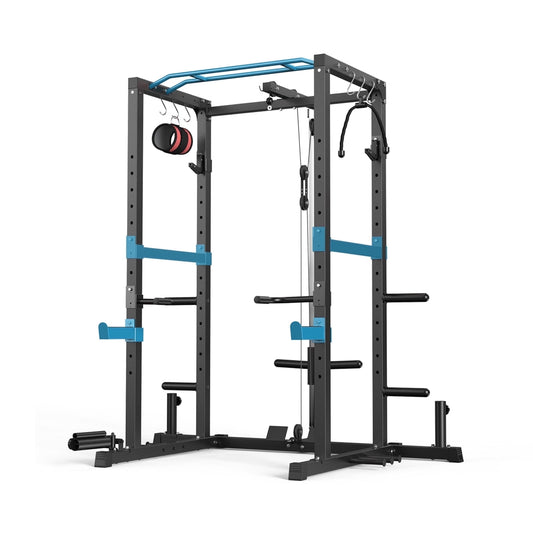 UPGO Power Cage,1200lbs Multi-Function Power Rack with Lat Pulldown and Pulley System and More Training Attachment, Weight Cage for Home Gym