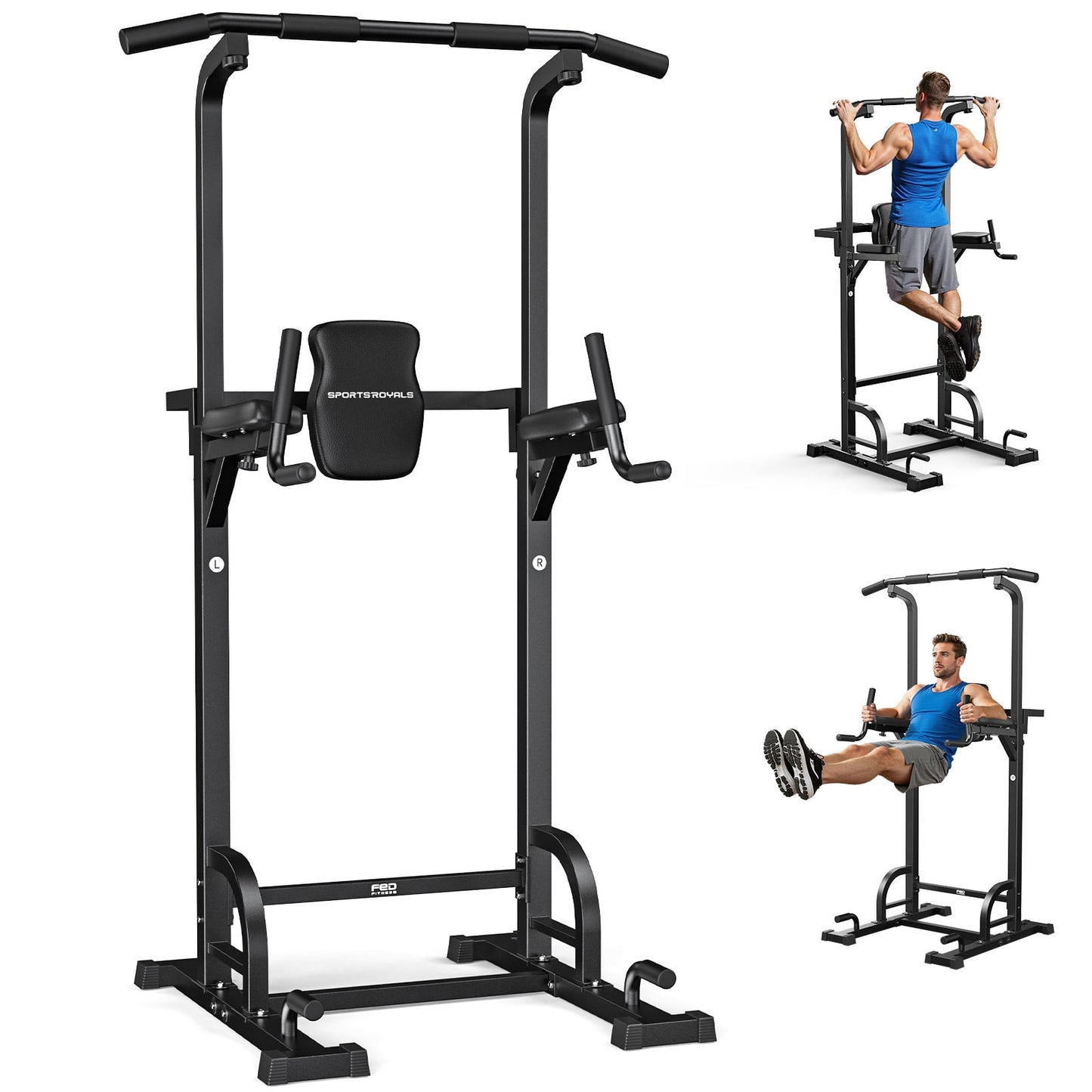 Fed Fitness Sportsroyals Power Tower Pull Up Bar Station, 450LBS Stable Pull Up Dip Station for Home Gym