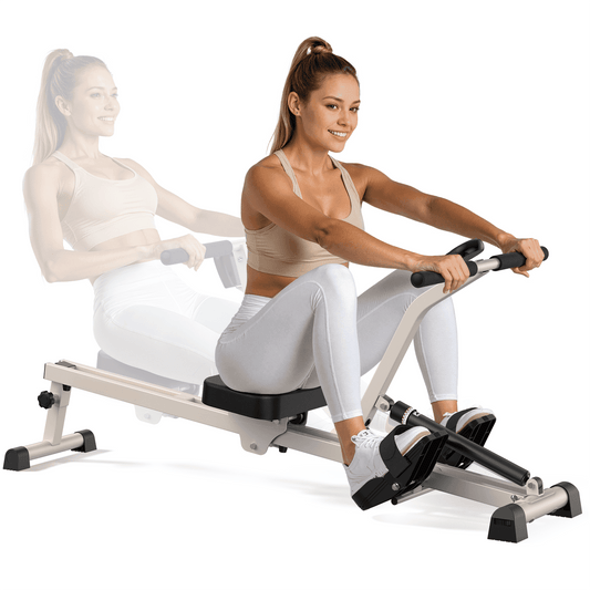 UPGO Rowing Machine Rower Exercise for Home Cardio Workouts, 12 Adjustable Resistance, Includes Digital Monitor and Comfortable Seat Cushion