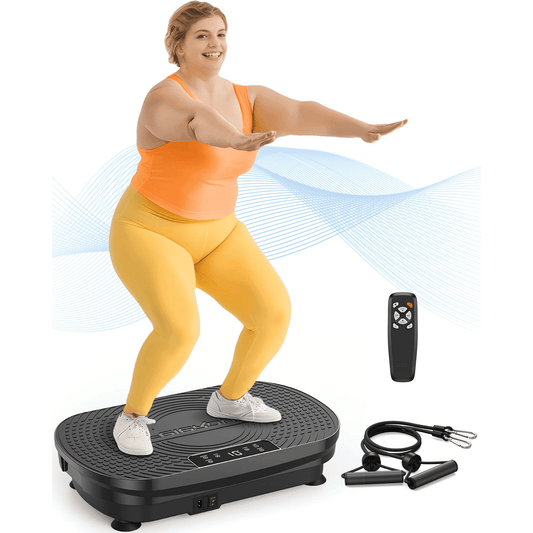 UPGO Vibration Plate Exercise Machine, Lymphatic Drainage Machine, Whole Body Workout Vibration Platform w/ 2 Resistance Bands for Weight Loss, Toning & Wellness-Blue