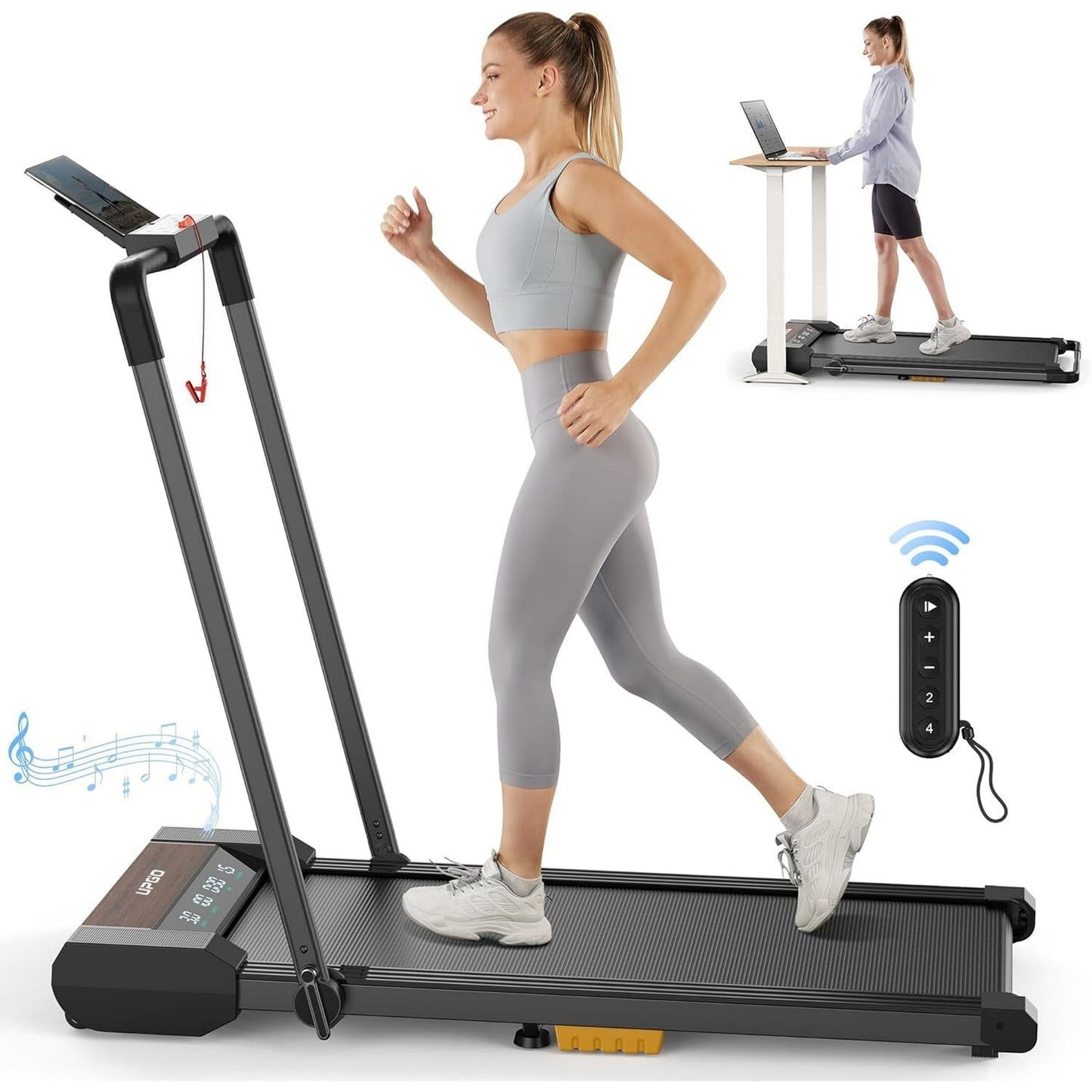 FEIER Electric Folding Treadmill with 12% incline and 300 lbs Capacity, Optional Speed Range between 0.6 and 11.2 mph, LED Display