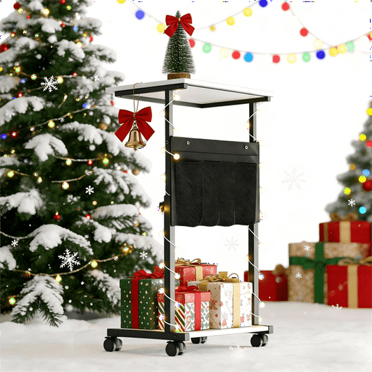 UPGO C-Shaped Adjustable End Table, 25"-30" Height, Small Couch Side Table with Storage for Living Room & Bedroom