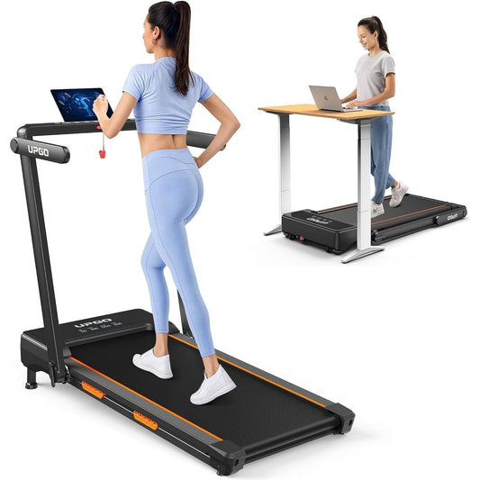 Foldable Walking Pad Treadmill with Auto 9% Incline and 3 Slopes, 300LBS Weight Capacity Under Desk Treadmill for Home/Office, Wide LED Display