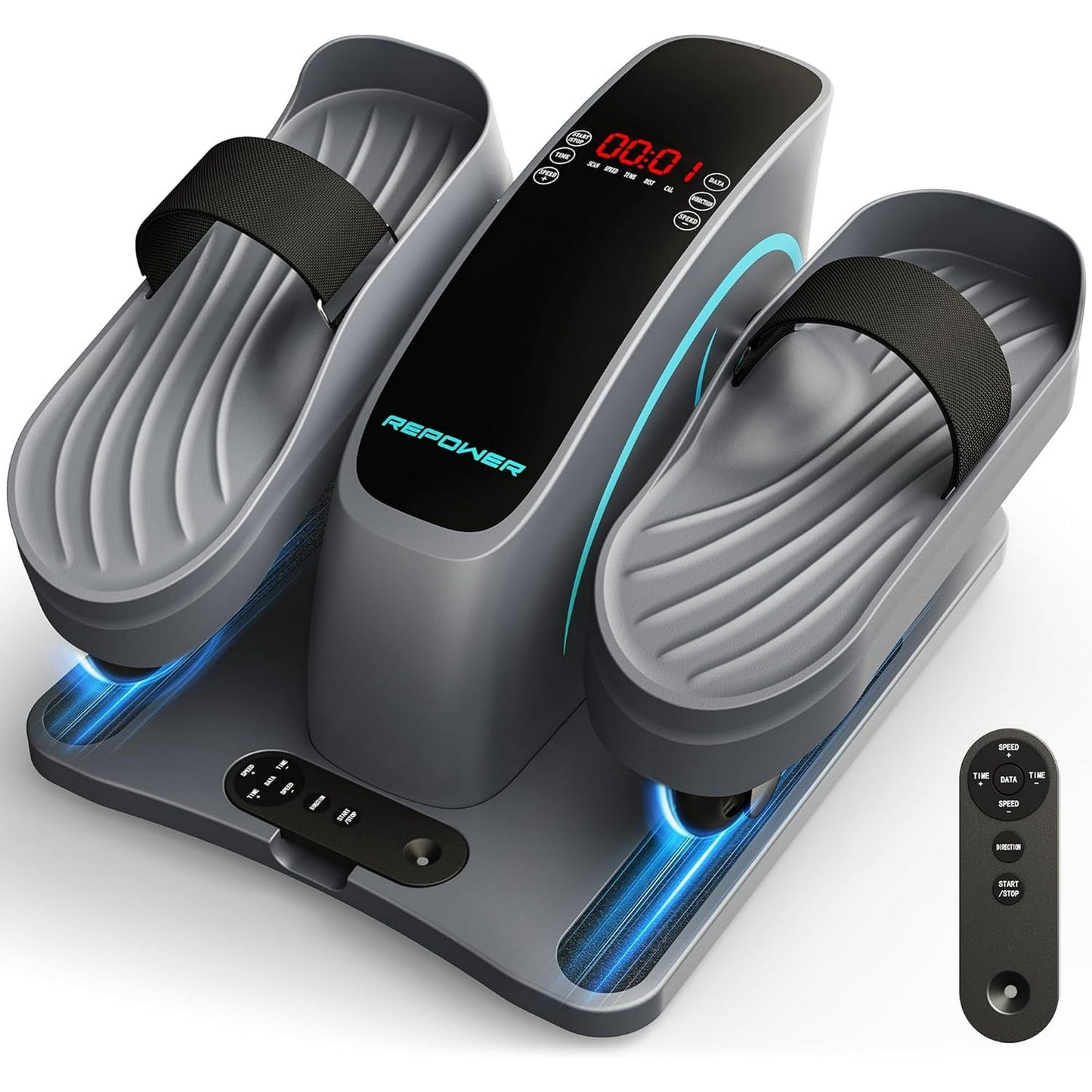 Under Desk Ellipticals Electric, Elipse Leg Exerciser for Seniors Fully Assembled, Seated Pedal Exerciser with Remote Control & Non-Slip Pedals