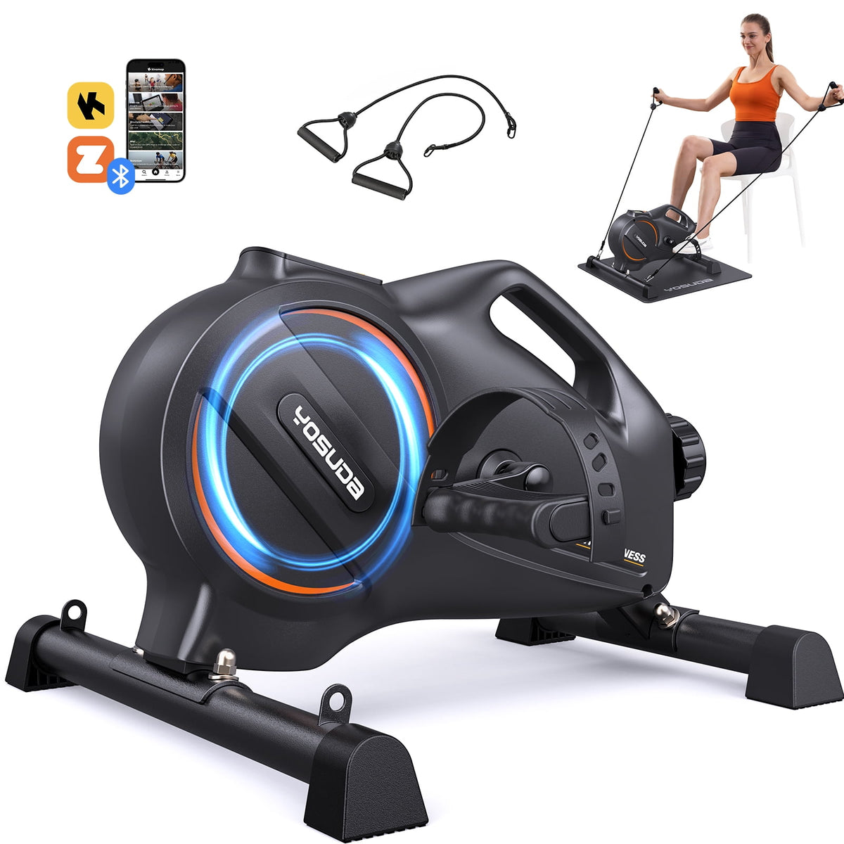 YOSUDA Under Desk Bike Pedal Exerciser,Magnetic Mini Exercise Bike with App Connectivity