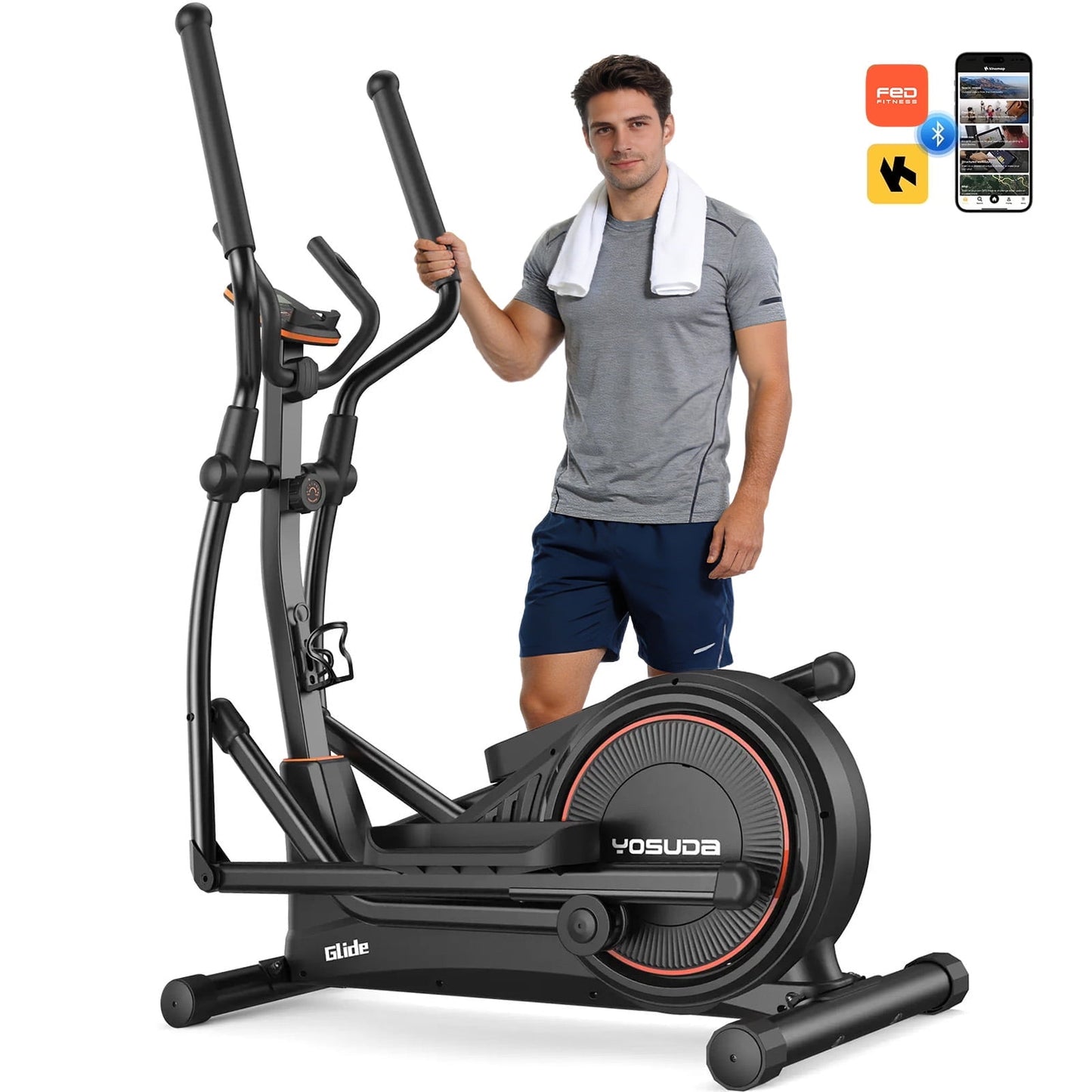 YOSUDA Foldable Elliptical Machines, 16 Resistance Levels Magnetic Elliptical Trainer for Home Gym Cardio with 350 lbs capacity