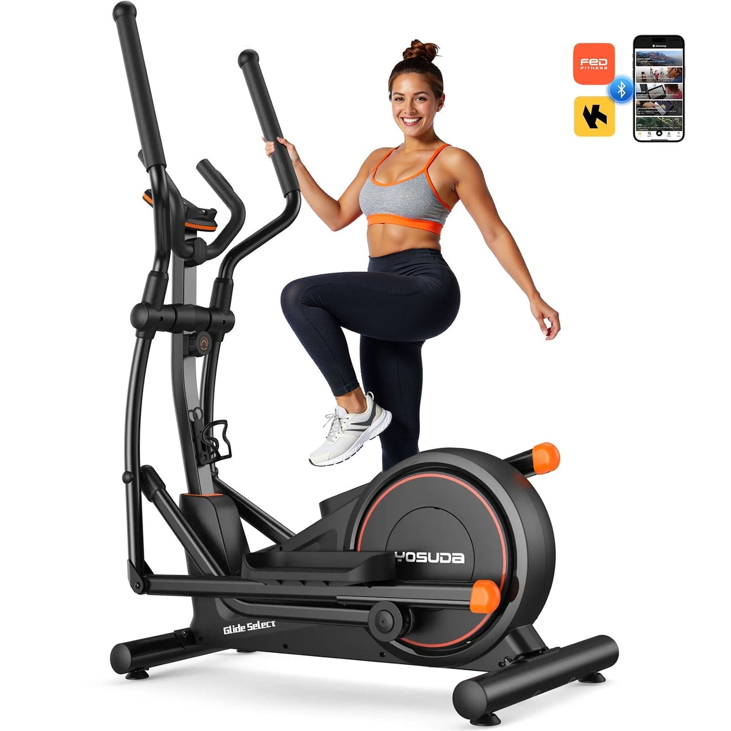 YOSUDA Foldable Elliptical Machines, 16 Resistance Levels Magnetic Elliptical Trainer for Home Gym Cardio with 350 lbs capacity
