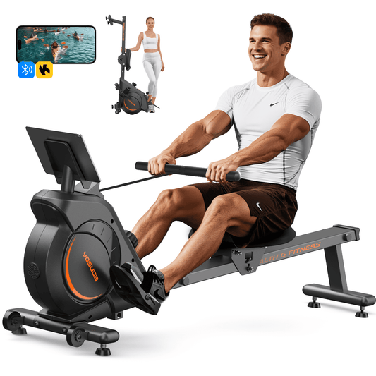 YOSUDA Magnetic Rowing Machine for Home Workout, 350 lb capacity, 16 levels of Quiet Magnetic Resistance, Rower Machine Use with Bluetooth, App Supported