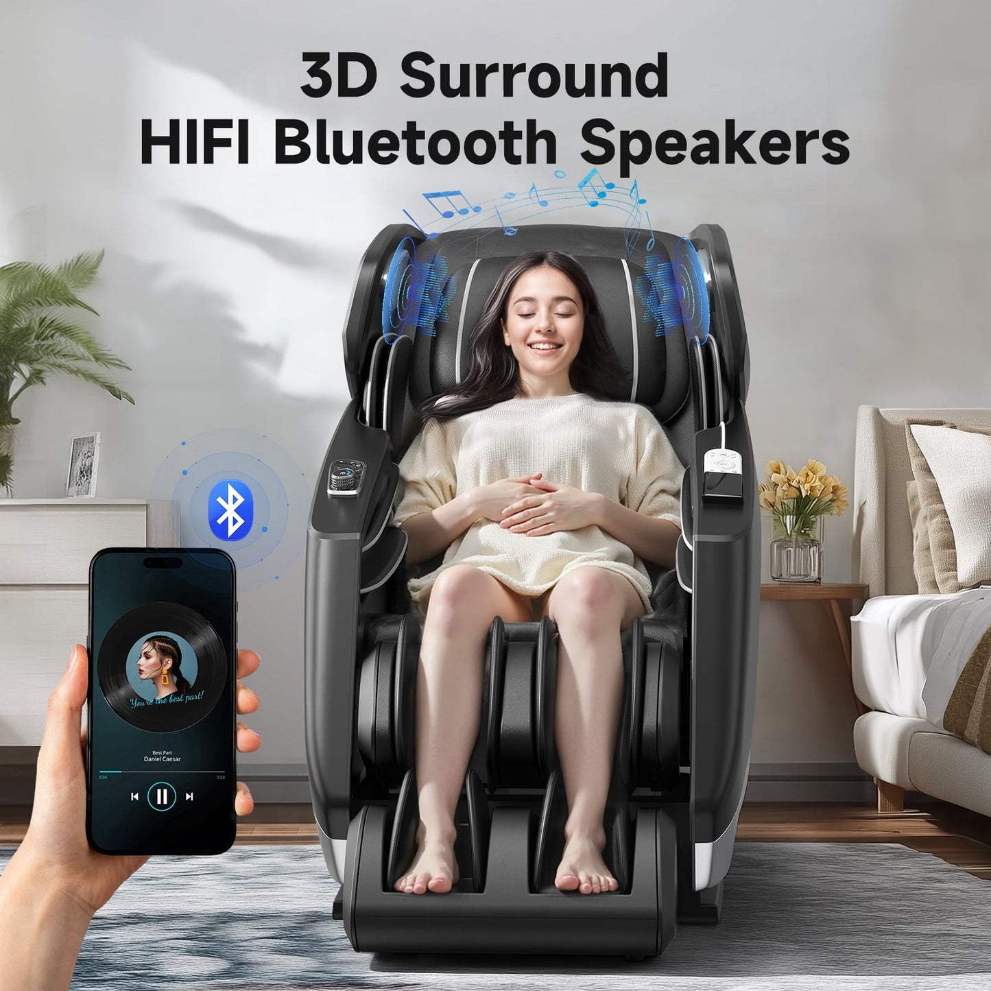 4D Massage Chair, Full Body Zero Gravity Recliner with SL Track, APP Control, Bluetooth,and Electric Calfrest Extension