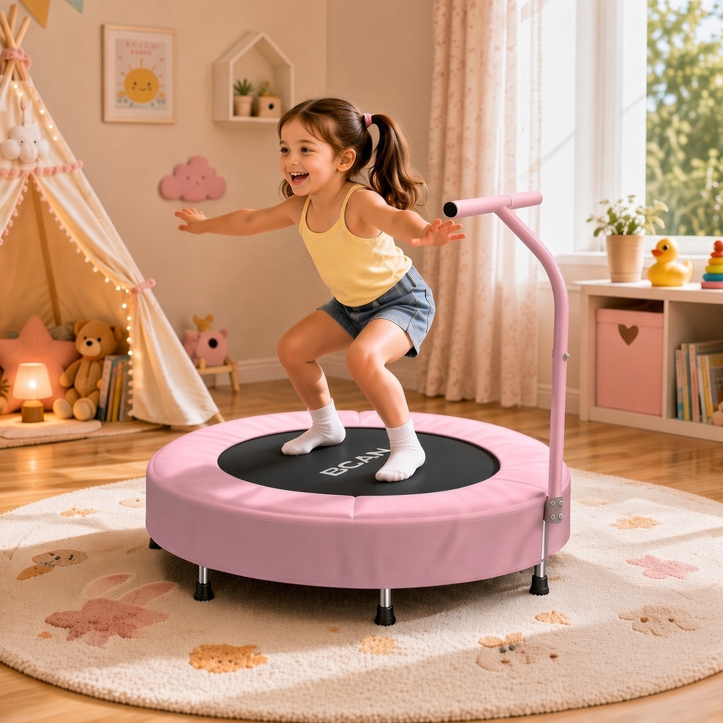 36" ASTM Certified Toddler Trampoline with Handle for Kids, Pink