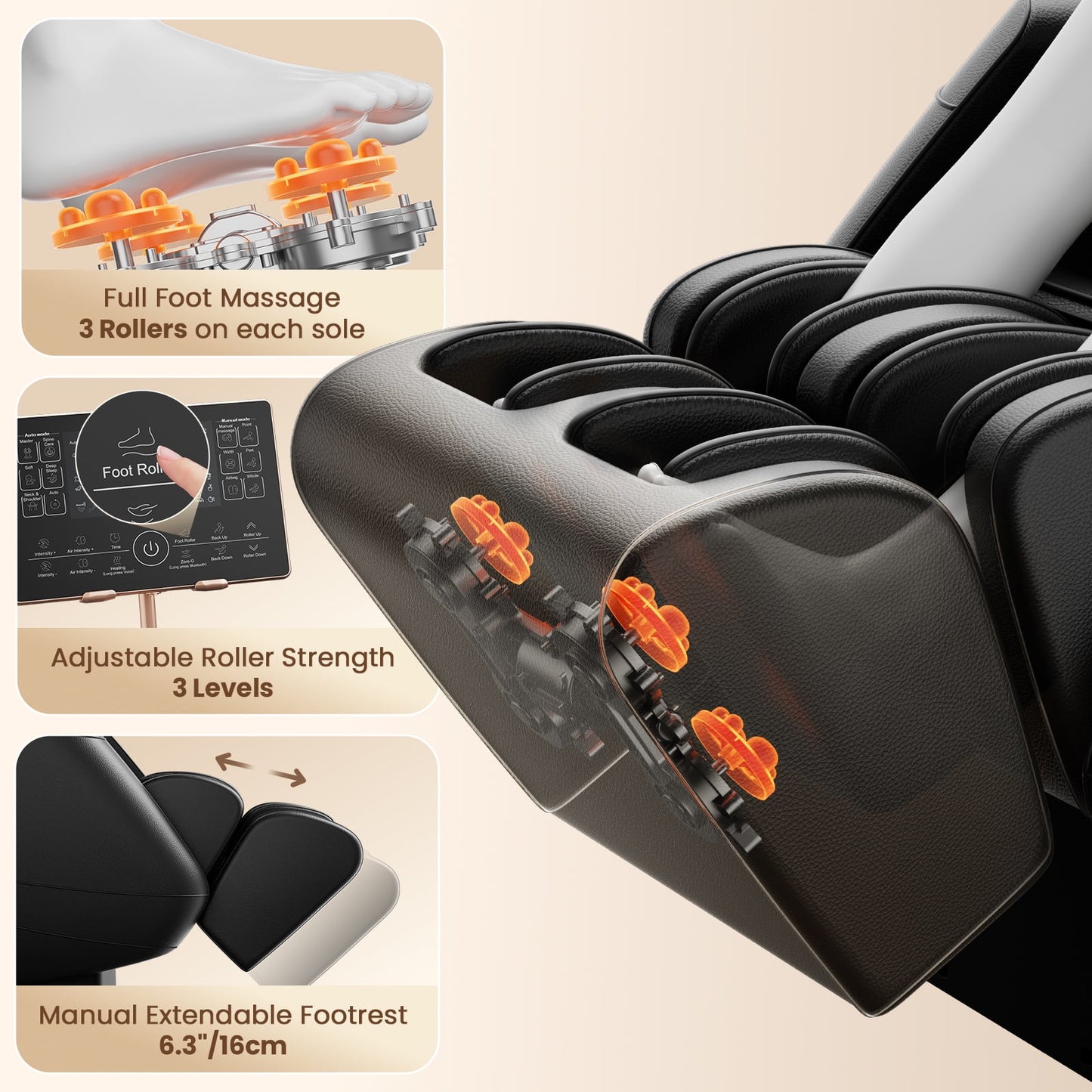 4D SL Track Massage Chair with 3 Zero Gravity Modes, APP Control,Leather