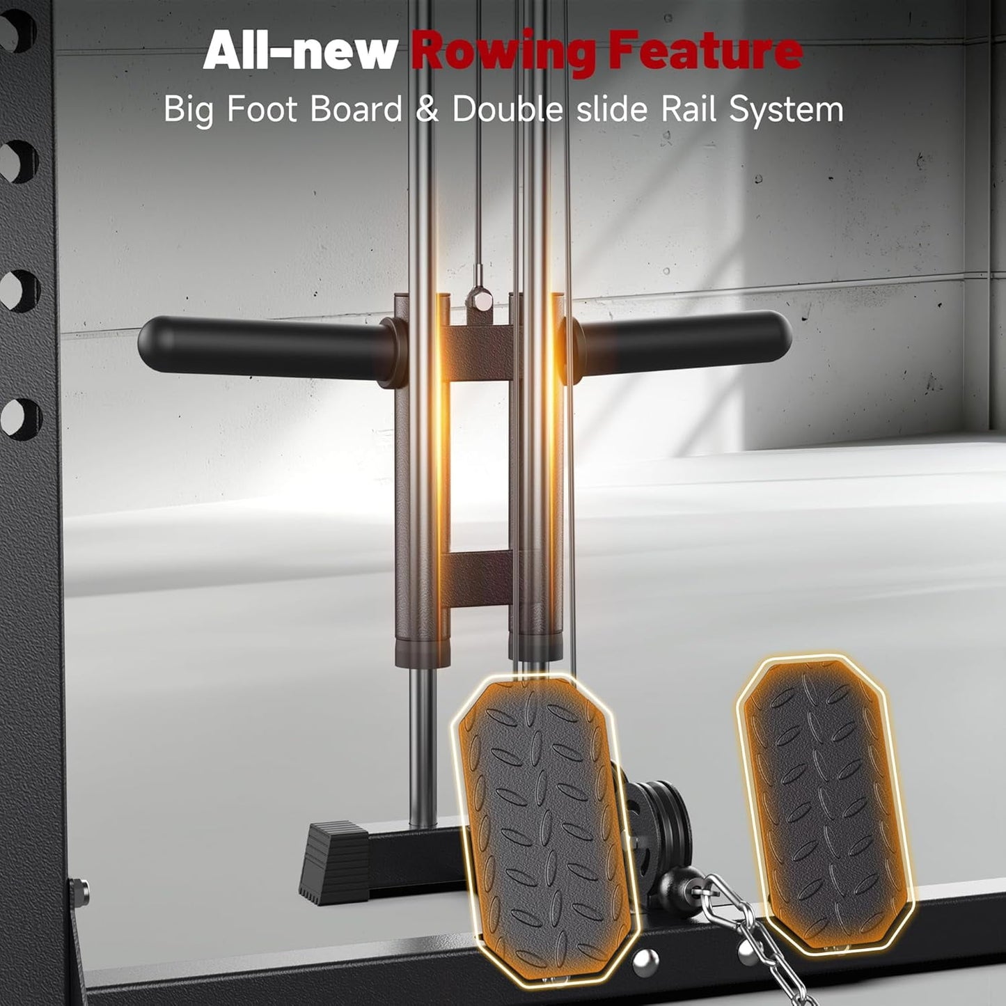 UPGO Power Cage,1500lbs Multi-Function Power Rack with Adjustable Cable Crossover System and More Training Attachment (red)