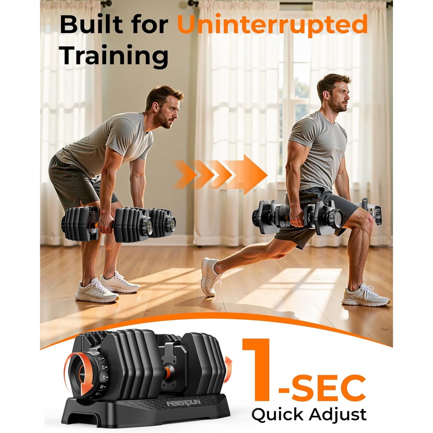 15-in-1 Adjustable Dumbbell Set, 105lb Weight Set Dumbbells with Storage Box, Quick Adjust Free Weight with Non-slip Handles Dumbbells for Home Gym Exercise Strength Training