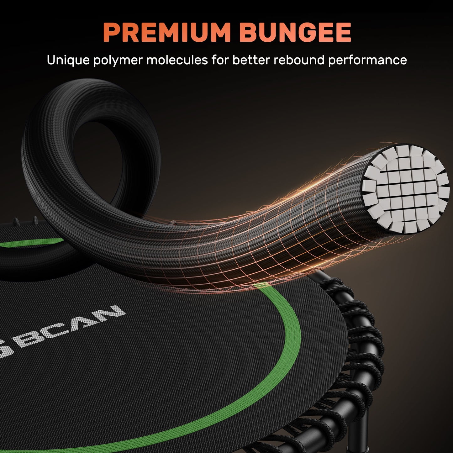 BCAN 450 LBS Foldable Mini Trampoline, 40" Fitness Trampoline with Bungees, Stable & Quiet Exercise Rebounder for Kids/Adults