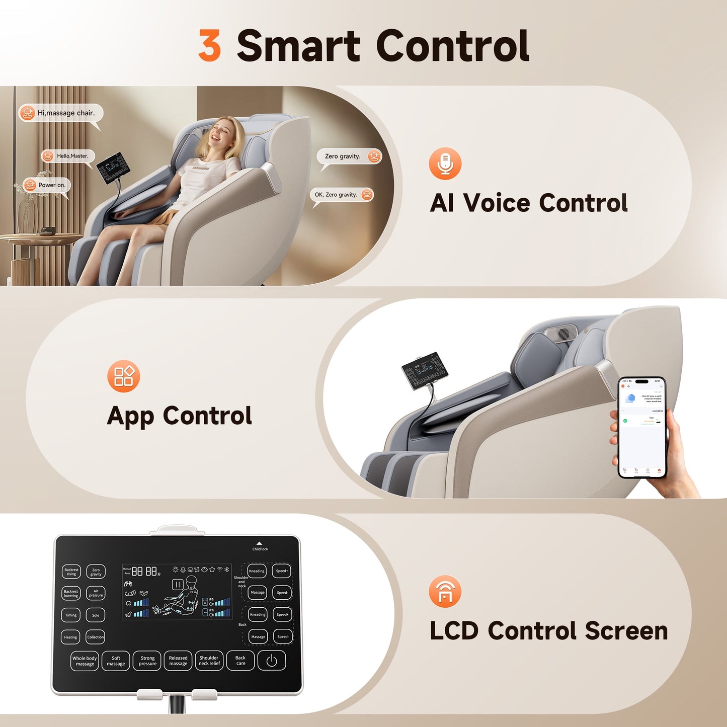 4D Massage Chair with APP Control, Zero Gravity, Heating, Leather