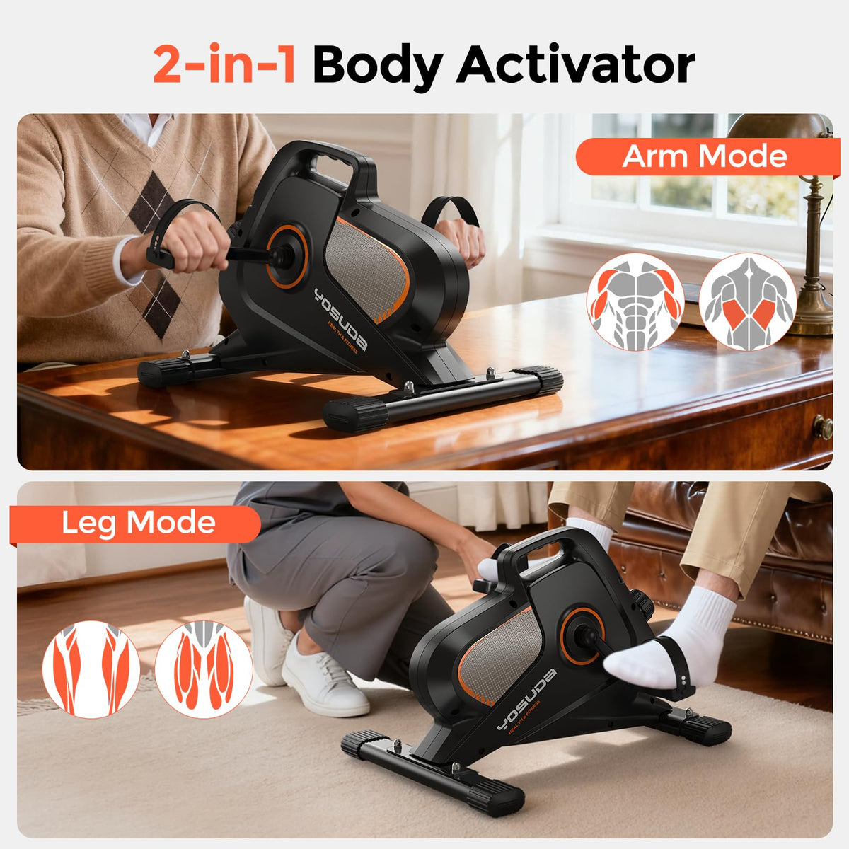 Yosuda Magnetic Under Desk Bike Pedal Exerciser - Portable Mini Trainer Bikes Desk Cycle, Leg Exerciser for Physical Therapy with LCD Display