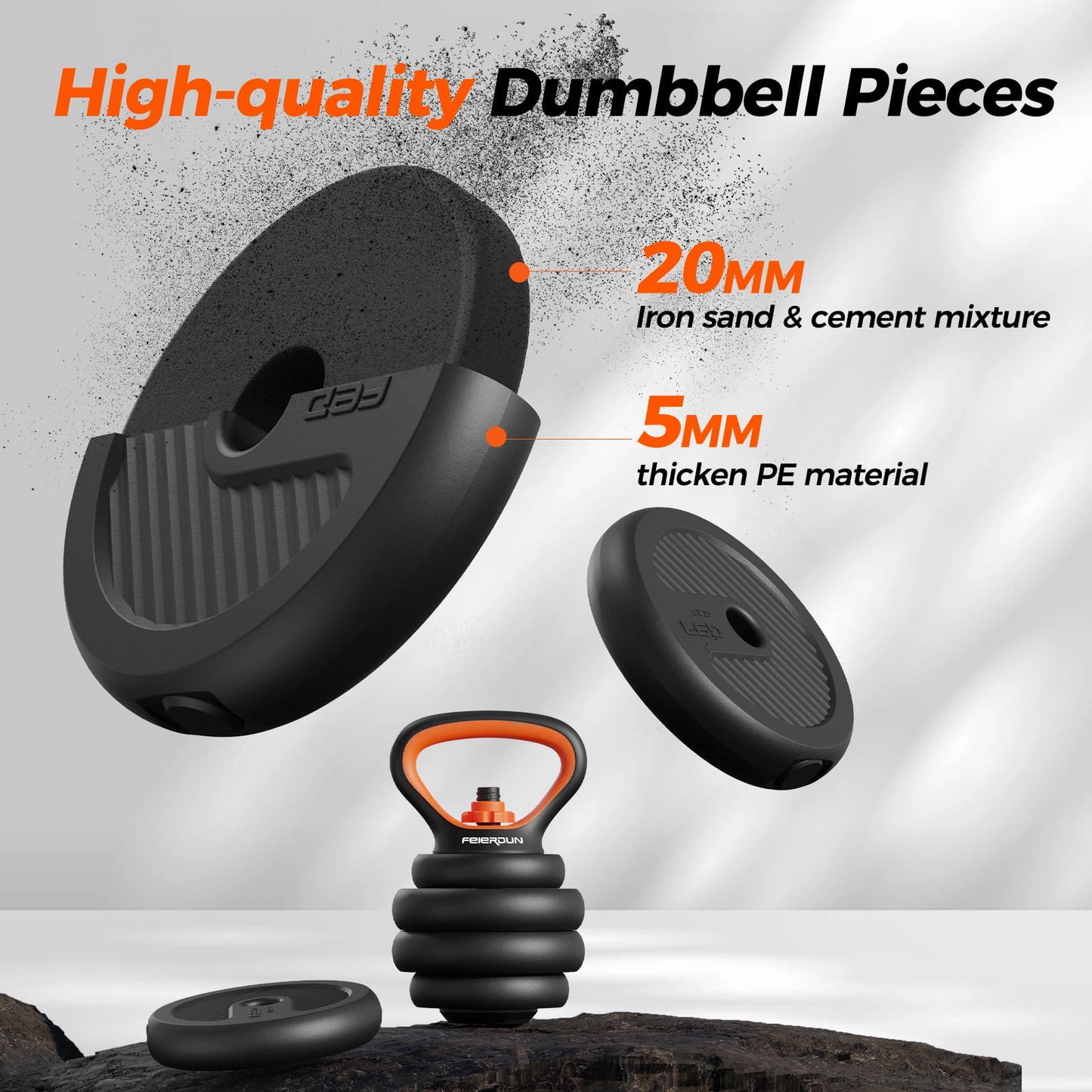 UPGO Adjustable Dumbbell Set,50lb Free Weight Set with Connector Bar,5 in 1 Workout Gear with Dumbbell,Kettlebell,Barbell,Push up Handle,Weight Plate,for Home Gym Fitness Exercise