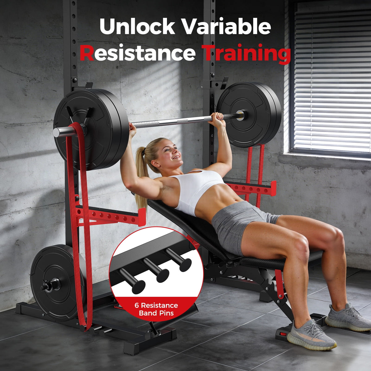FLYBIRD Squat Rack with Pull-Up Bar,Smith Machine Power Rack 950lbs Capacity, 6/7Ft Bar Width Adjustable Half Rack with Landmine Attachment & 22 Adjustable Heights