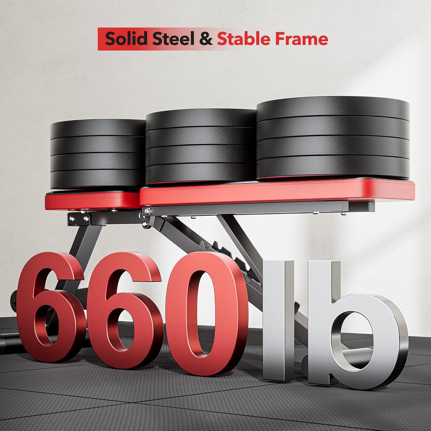 Sportsroyals Adjustable Weight Bench for Home Gym, Foldable Workout Bench with 8 Backrests with 660LBS Weight Capacity