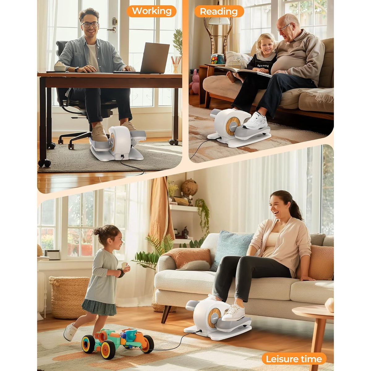 YOSUDA Under Desk Elliptical Machine for Seniors,Quiet & Portable Electric Seated Pedal Exerciser Adjustable Speeds with Remote Control