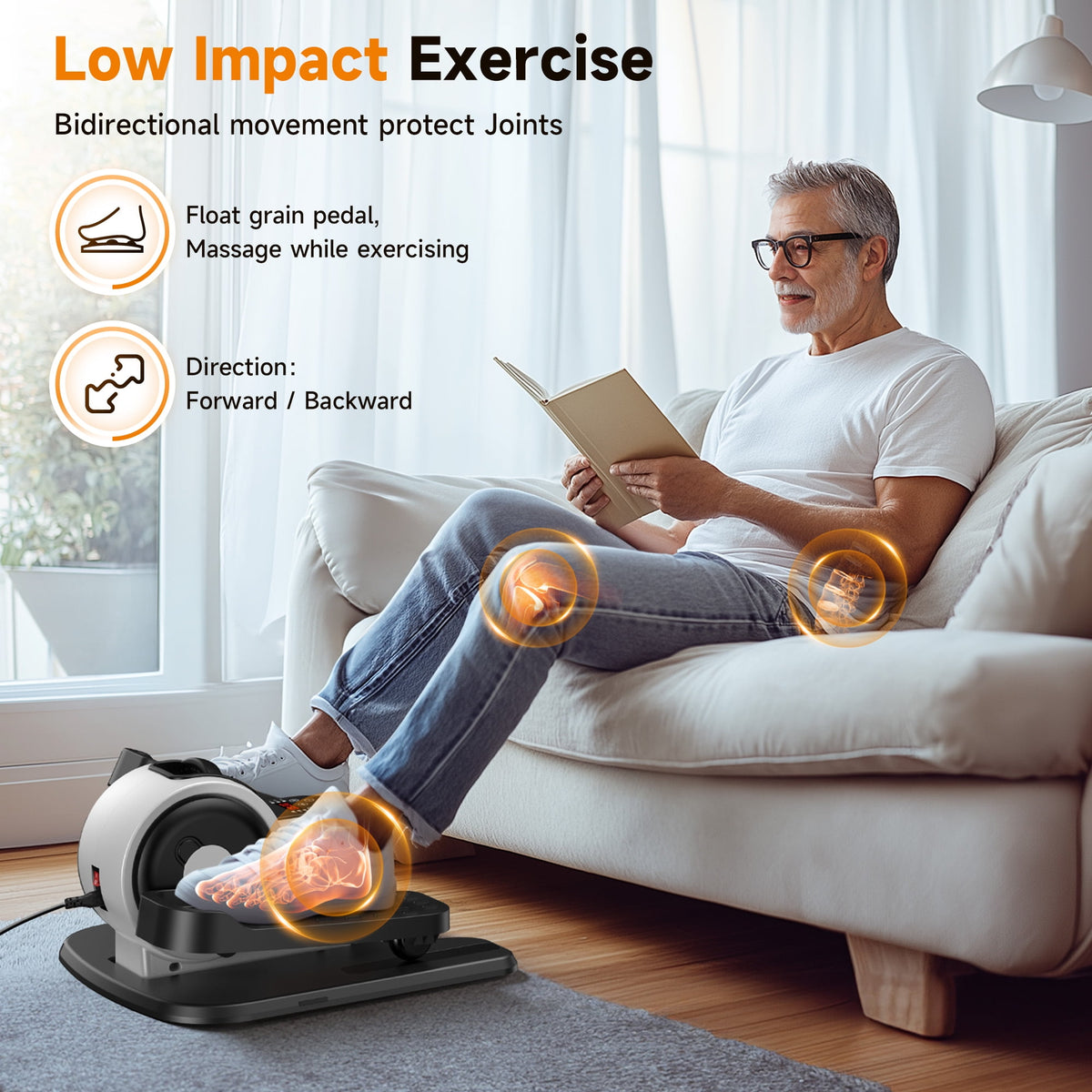 UPGO Under Desk Ellipticals Electric, Elipse Leg Exerciser Fully Assembled, Pedal Exerciser with Remote Control & Non-Slip Pedals Resistance & Speed