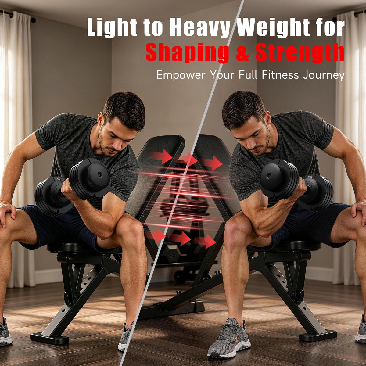 FLYBIRD Adjustable Dumbbell, 55LB/110LB Single Dumbbell for Home Gym Exercise & Fitness, 5-IN-1 Fast Adjustable Weights with Anti-Slip Handle (2 Weight Option)