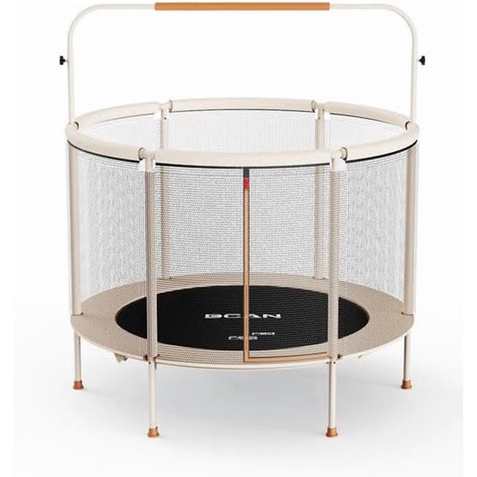 BCAN 55" Trampoline for Kids with Thickened Enclosure Net, Toddler Trampoline Indoor/Outdoor with Adjustable Gymnastics Bars & Basketball Hoop,Gifts for Boys & Girls Ages 1 to 8