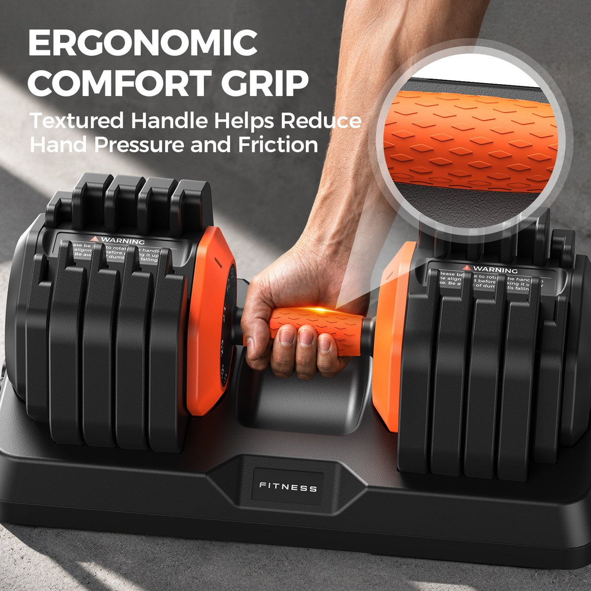 FED Fitness 90 LBS Adjustable Dumbbell with 1-Second Weight Adjustment, Non-Slip Handle Home Gym Workout Dumbbell