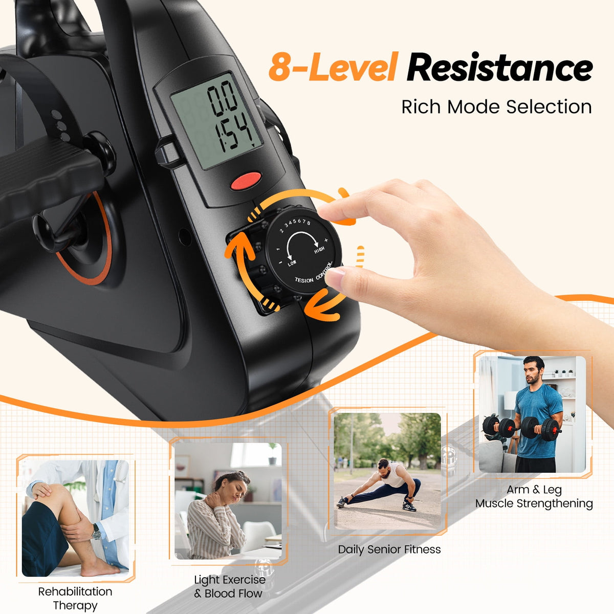 YOSUDA Under Desk Bike Pedal Exerciser - Magnetic Mini Exercise Bike for Arm/Leg Exercise, Desk Pedal Bike for Home/Office Workout