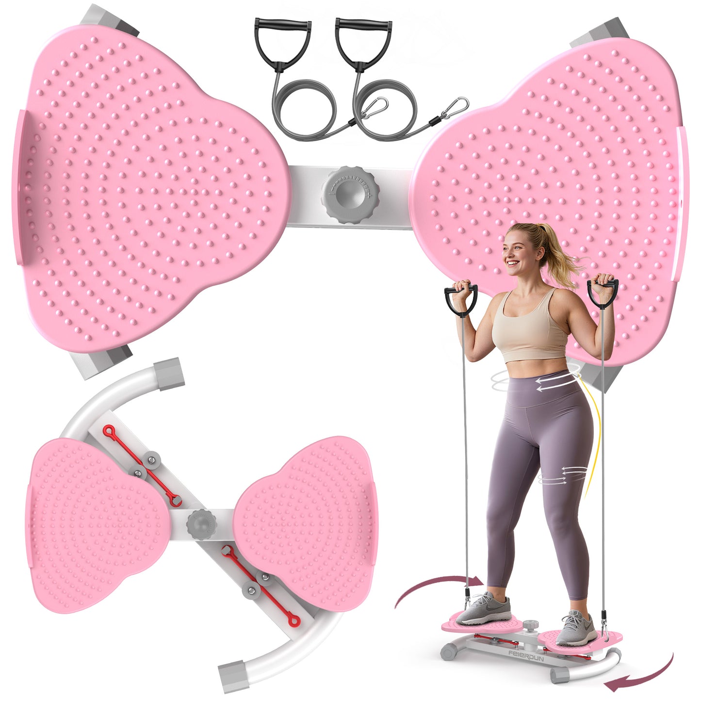 UPGO Slim Waist Twister - 330 lbs Silent Ab Toner Machine for Women, Core Workout Board, Home Gym Equipment for Hourglass Figure & Love Handle Reduction