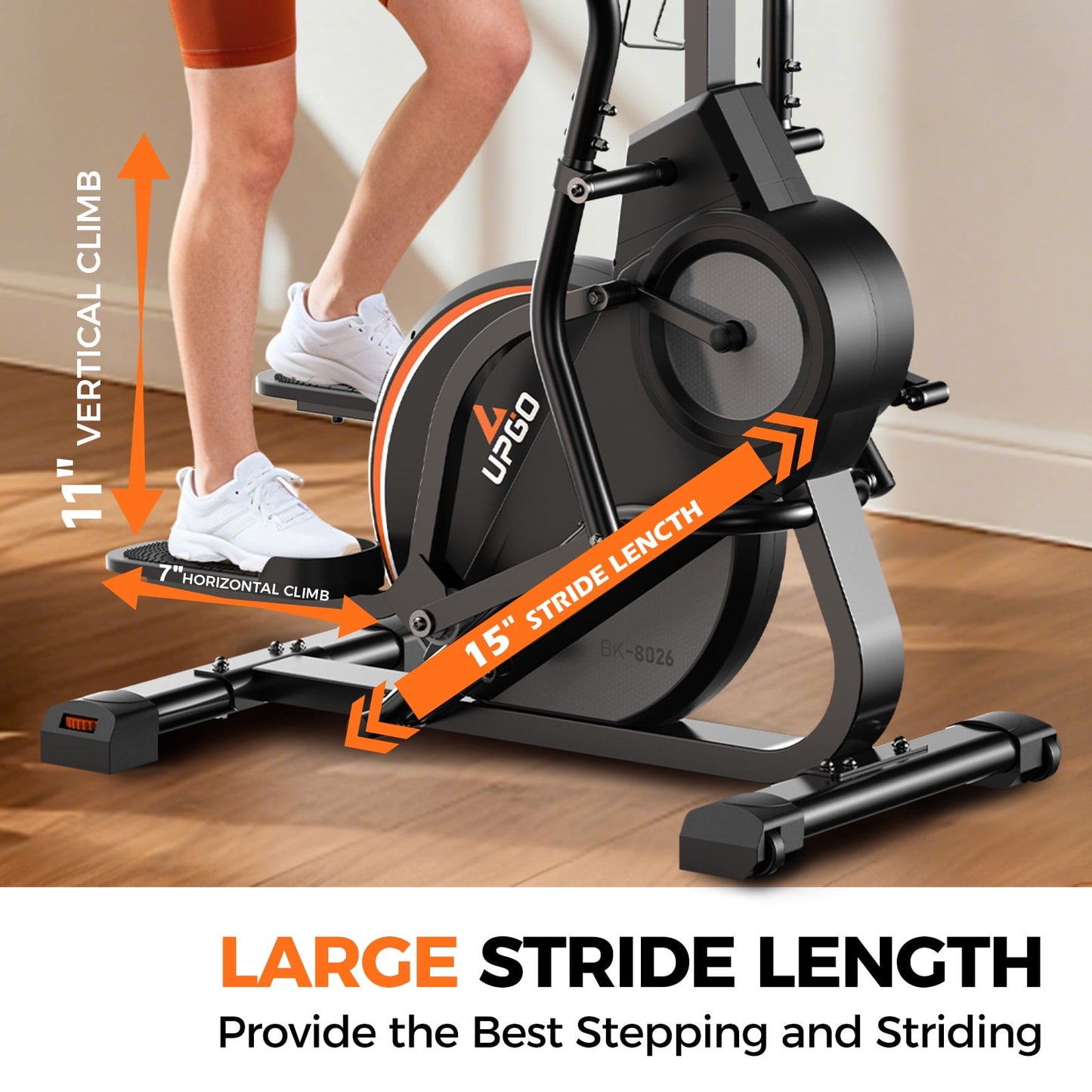 UPGO Pro Cardio Climber Stepping Elliptical Machine, 3 in 1 Elliptical, Total Body Fitness Cross Trainer with Hyper-Quiet Magnetic Drive System
