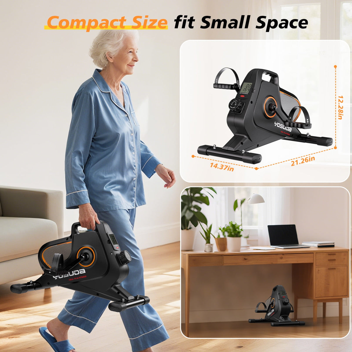 YOSUDA Under Desk Bike Pedal Exerciser - Magnetic Mini Exercise Bike for Arm/Leg Exercise, Desk Pedal Bike for Home/Office Workout