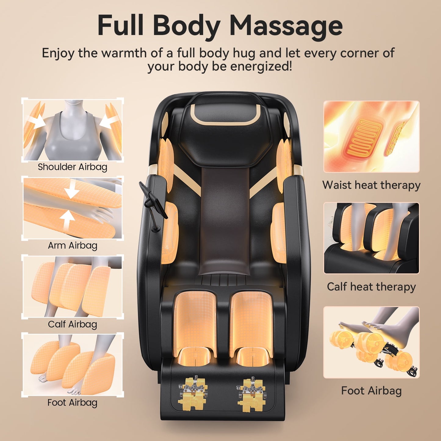 4D Massage Chair Full Body,Zero Gravity Massage Chair with Heat and Foot Massage,Full Body Massage Recliner Chair with Airbags, Kneading, Bluetooth, LCD Touch Control
