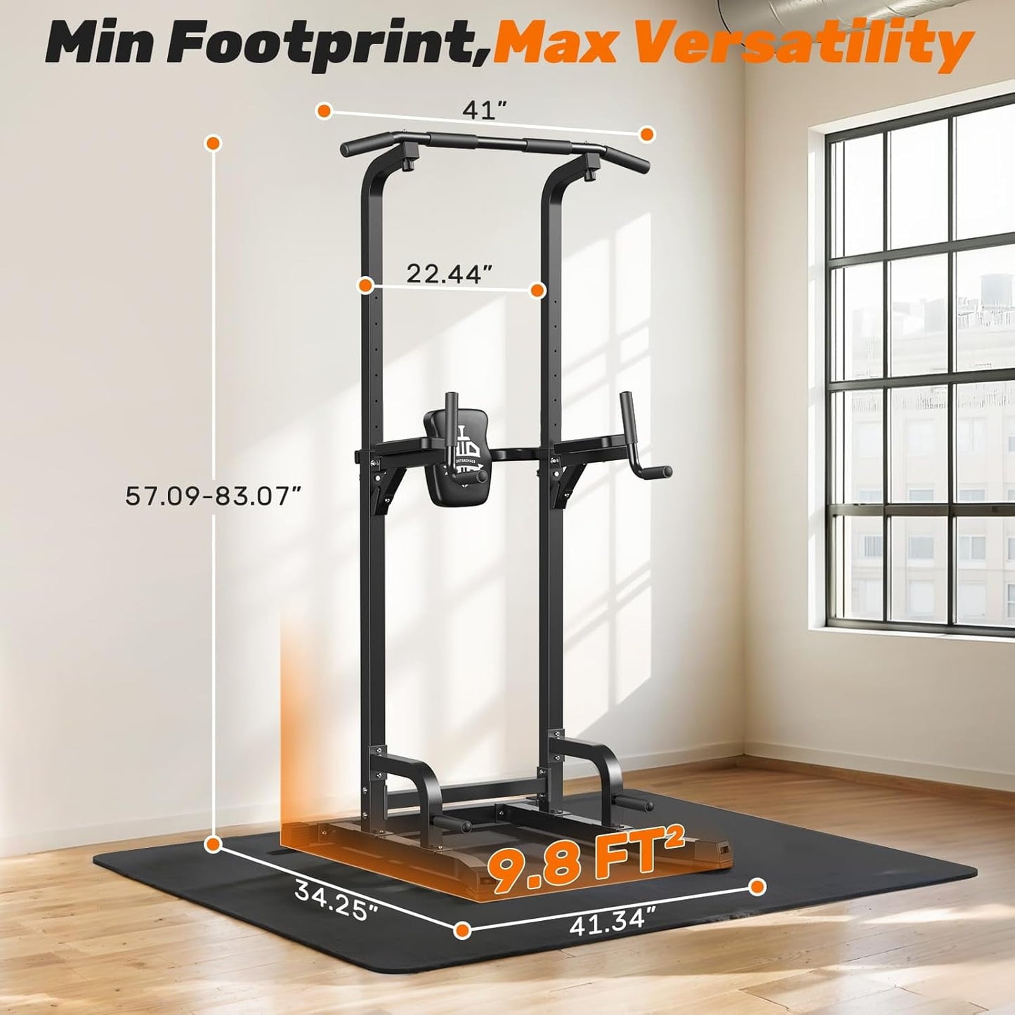 Sportsroyals Power Tower Pull Up Bar Station, 450LBS Stable Pull Up Dip Station for Home Gym