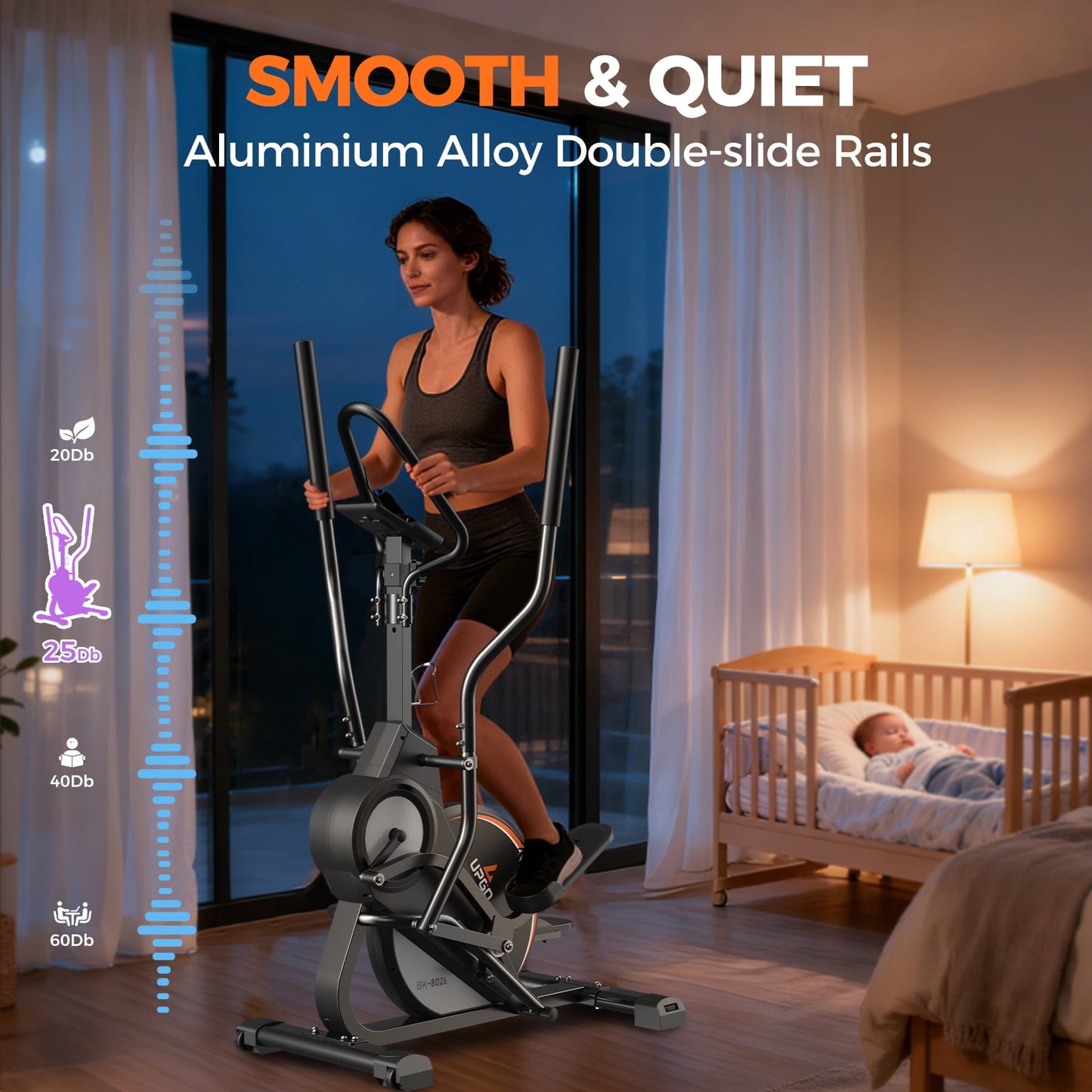 UPGO Pro Cardio Climber Stepping Elliptical Machine, 3 in 1 Elliptical, Total Body Fitness Cross Trainer with Hyper-Quiet Magnetic Drive System
