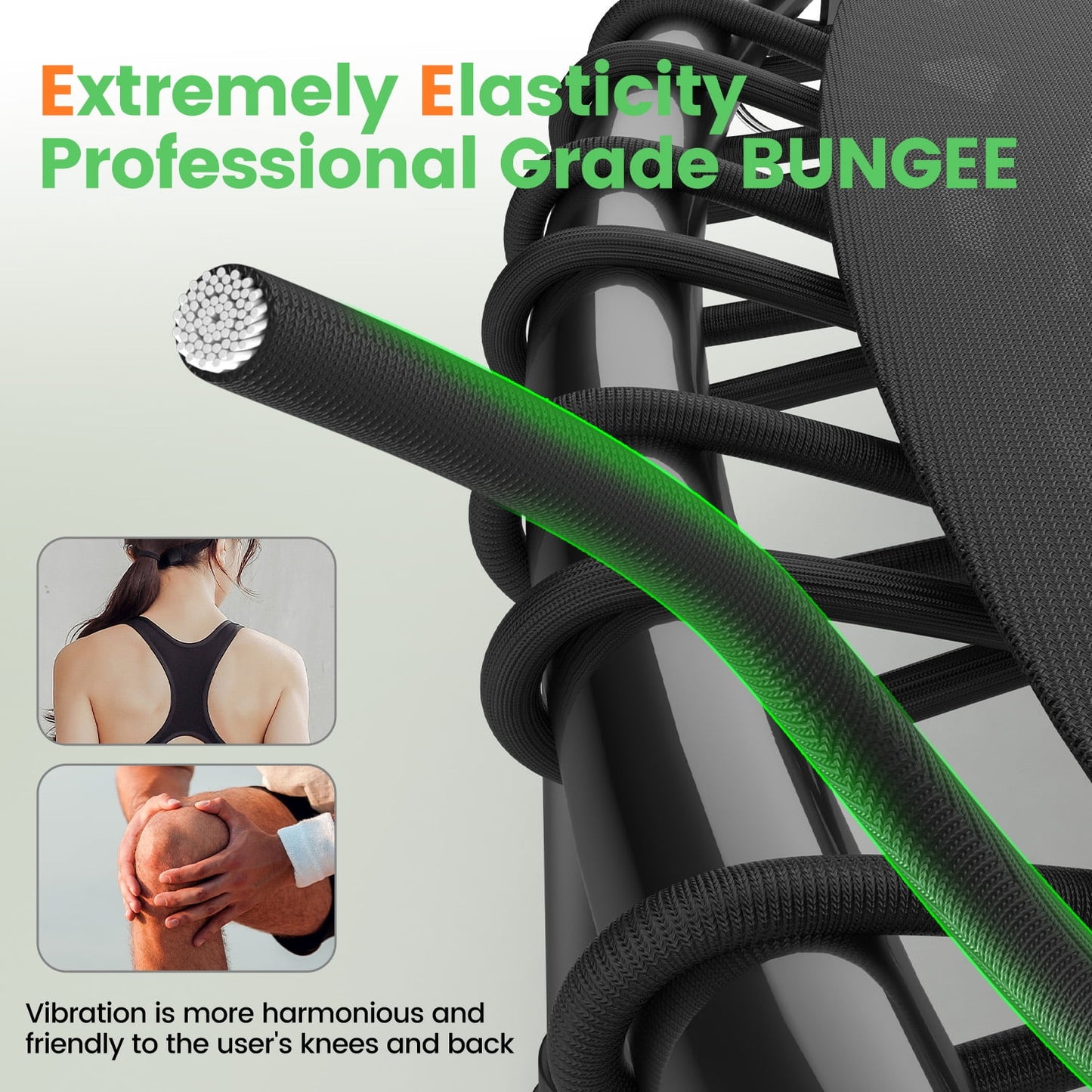 BCAN 48" Fitness Trampoline with Bungees, 550LBS Foldable Mini Trampoline