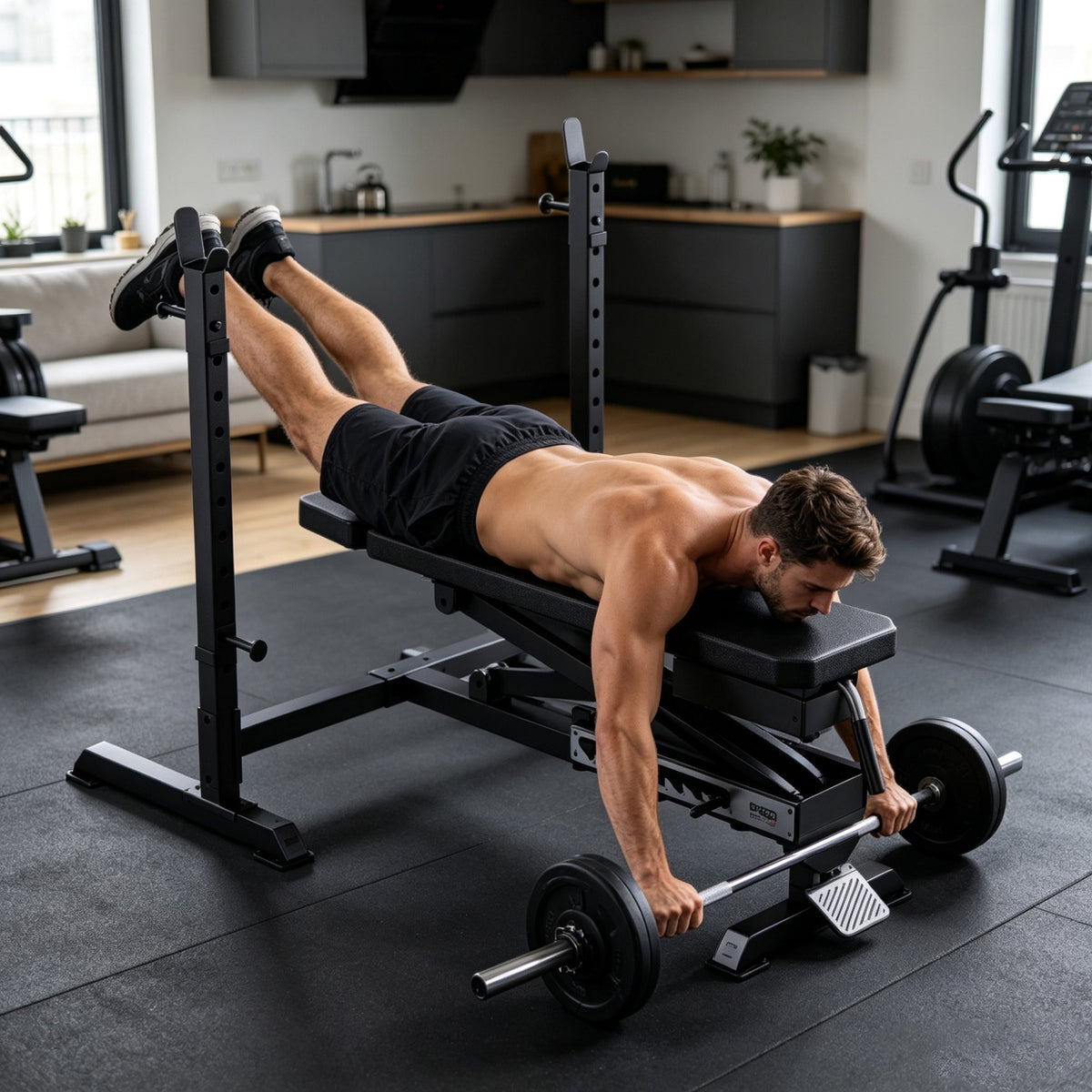 FED Fitness 2-in-1 Seal Row & Weight Bench, 9-Position Adjustable, 880 lbs Capacity