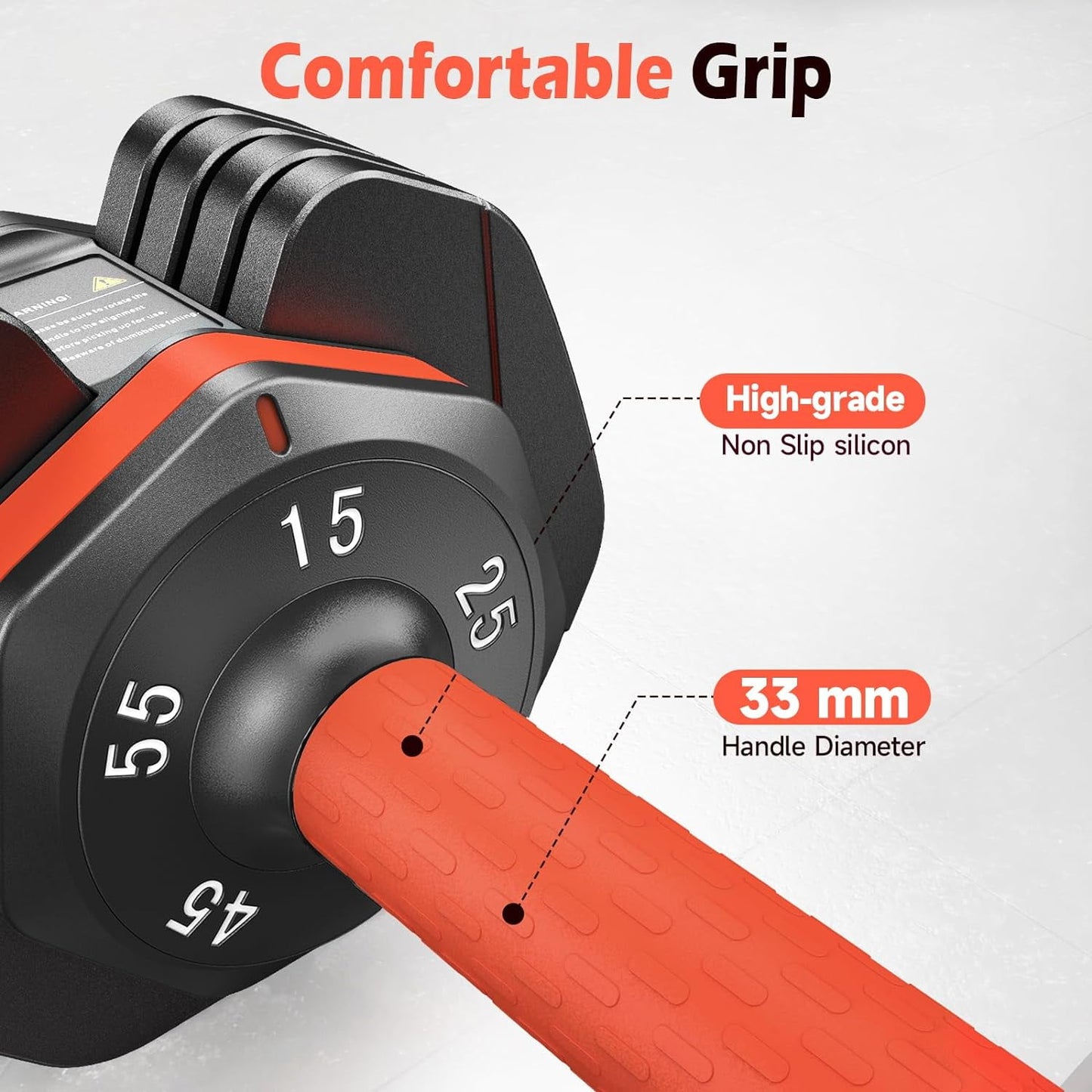 UPGO 55LB Adjustable Dumbbells Single,15LB to 55LB Hex Adjustable Dumbbells of 2 Anti-Slip Handle, Suitable for Home Gym Exercise Equipment