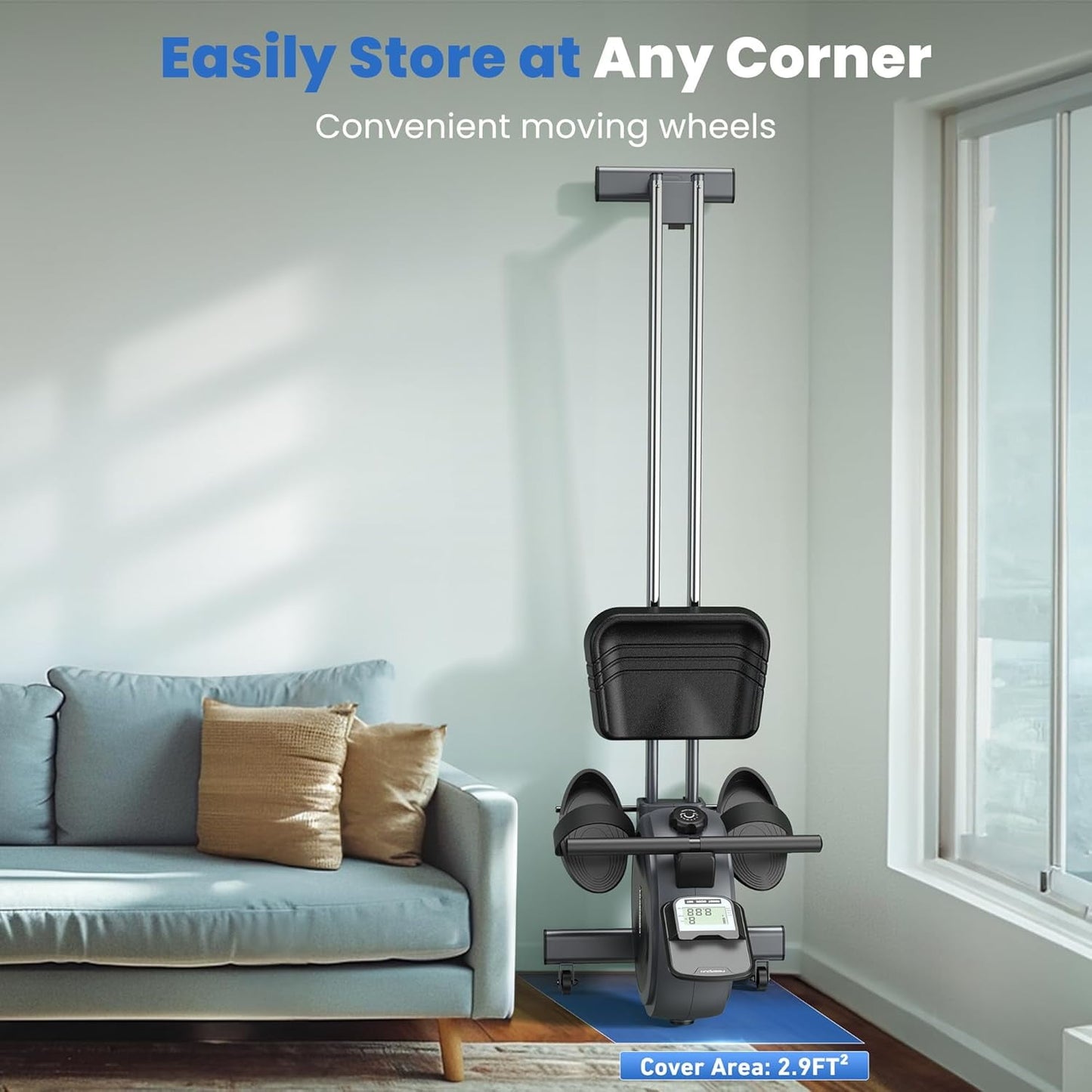 UPGO Magnetic Rowing Machine for Home, Rower with 350LBS Capacity, Dual Slide Rail, APP Connectivity