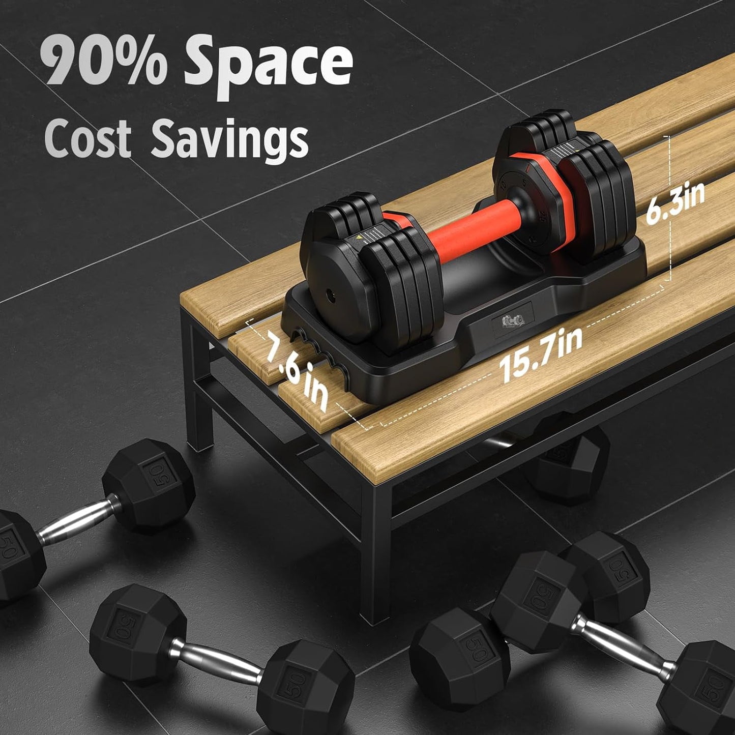 FED fitness Adjustable Dumbbells Set 25LB A Pair Dumbbells Weights, 5 in 1 Free Weights 5/10/15/20/25lb/50lb Dumbbell with Anti-Slip Handle, Suitable for Home Gym Exercise Equipment